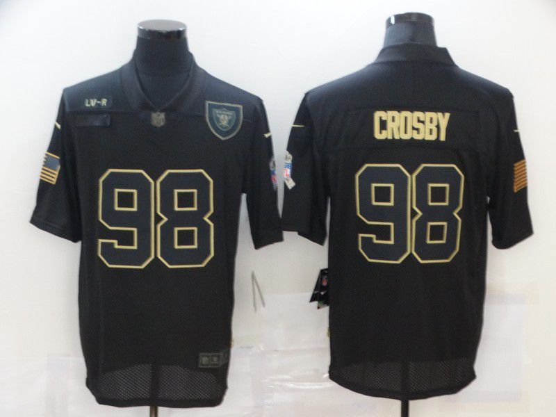 Men Oakland Raiders #98 Crosby Black gold lettering 2020 Nike NFL Jersey
